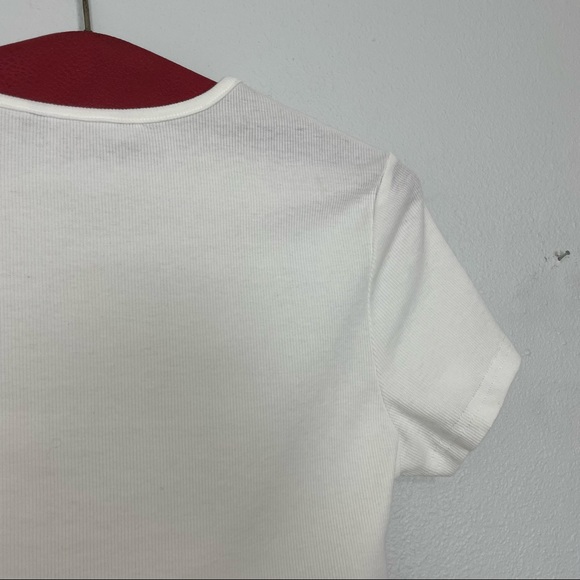 Cropped Ribbed Baby Tee | White | Size Small - Picture 8 of 9